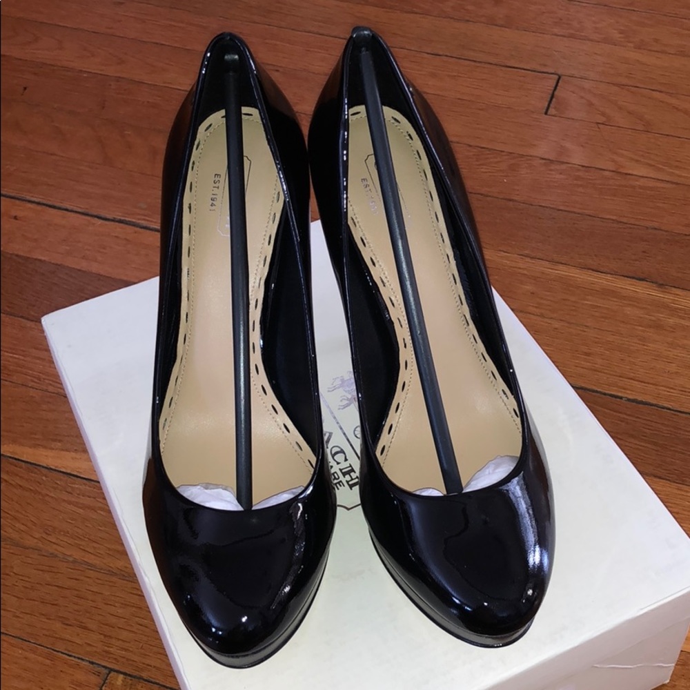 NEW Coach black patent leather heels